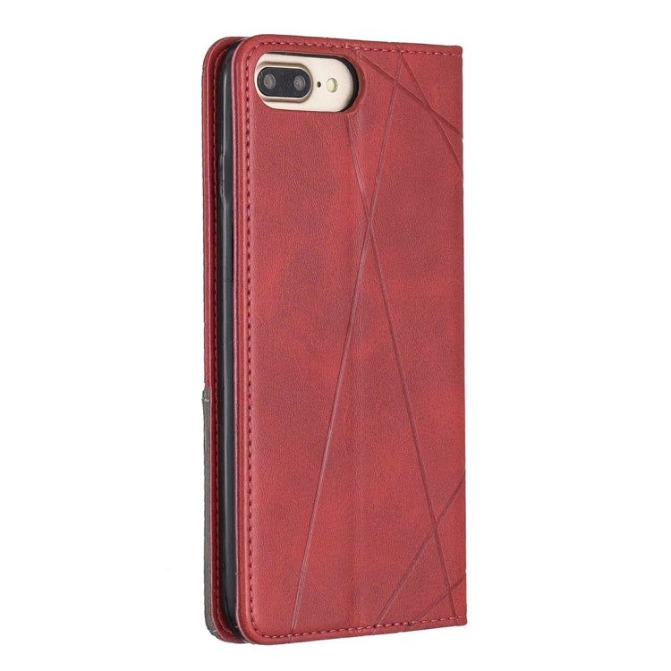 Rhombus Texture Horizontal Flip Magnetic Leather Case with Holder & Card Slots & Wallet For iPhone 8 Plus & 7 Plus