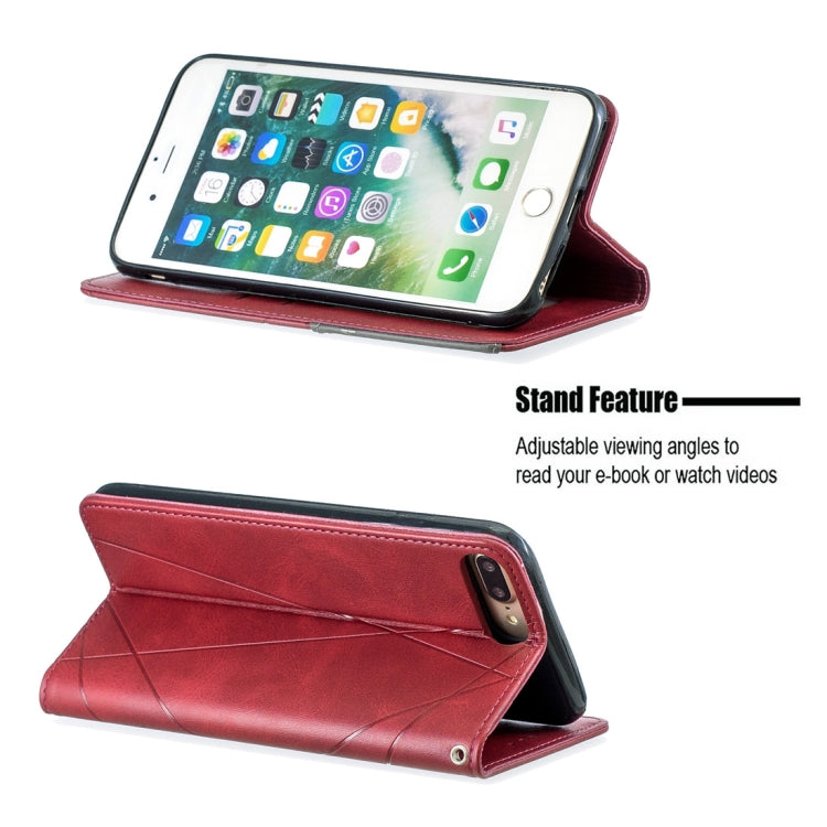 Rhombus Texture Horizontal Flip Magnetic Leather Case with Holder & Card Slots & Wallet For iPhone 8 Plus & 7 Plus
