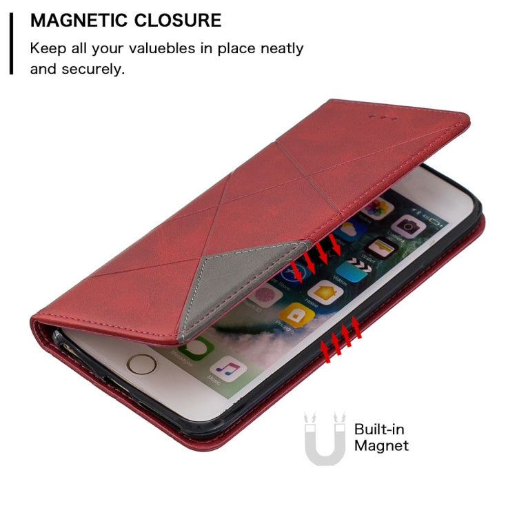 Rhombus Texture Horizontal Flip Magnetic Leather Case with Holder & Card Slots & Wallet For iPhone 8 Plus & 7 Plus