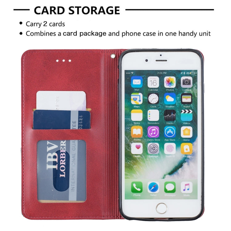 Rhombus Texture Horizontal Flip Magnetic Leather Case with Holder & Card Slots & Wallet For iPhone 8 Plus & 7 Plus