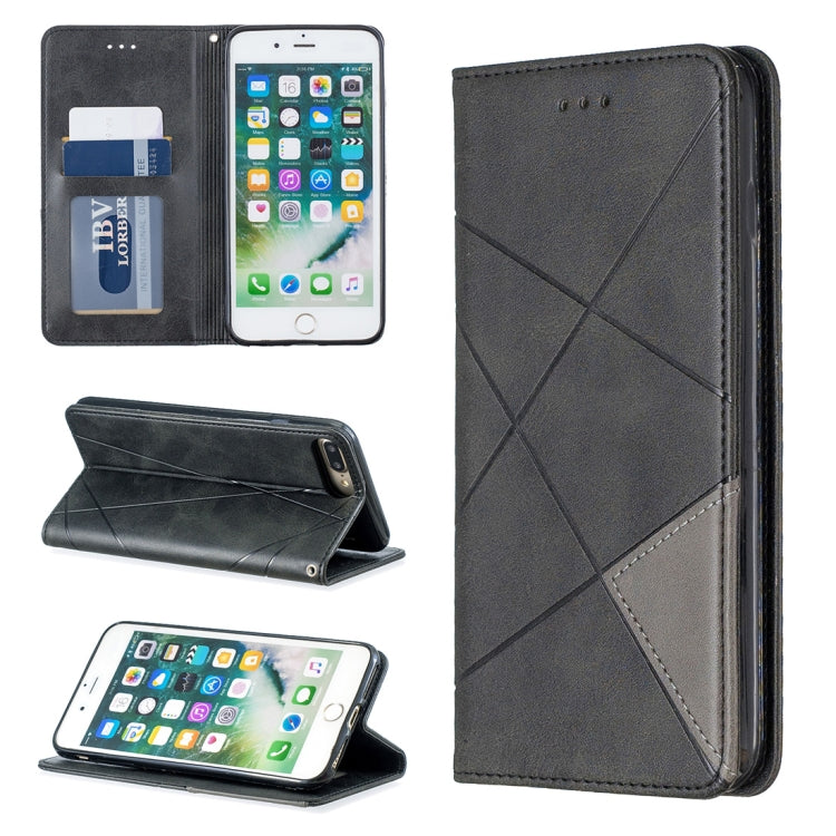 Rhombus Texture Horizontal Flip Magnetic Leather Case with Holder & Card Slots & Wallet For iPhone 8 Plus & 7 Plus