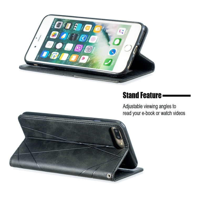 Rhombus Texture Horizontal Flip Magnetic Leather Case with Holder & Card Slots & Wallet For iPhone 8 Plus & 7 Plus