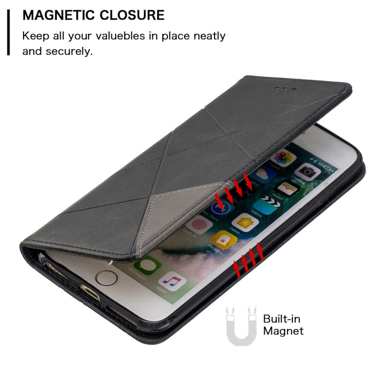 Rhombus Texture Horizontal Flip Magnetic Leather Case with Holder & Card Slots & Wallet For iPhone 8 Plus & 7 Plus