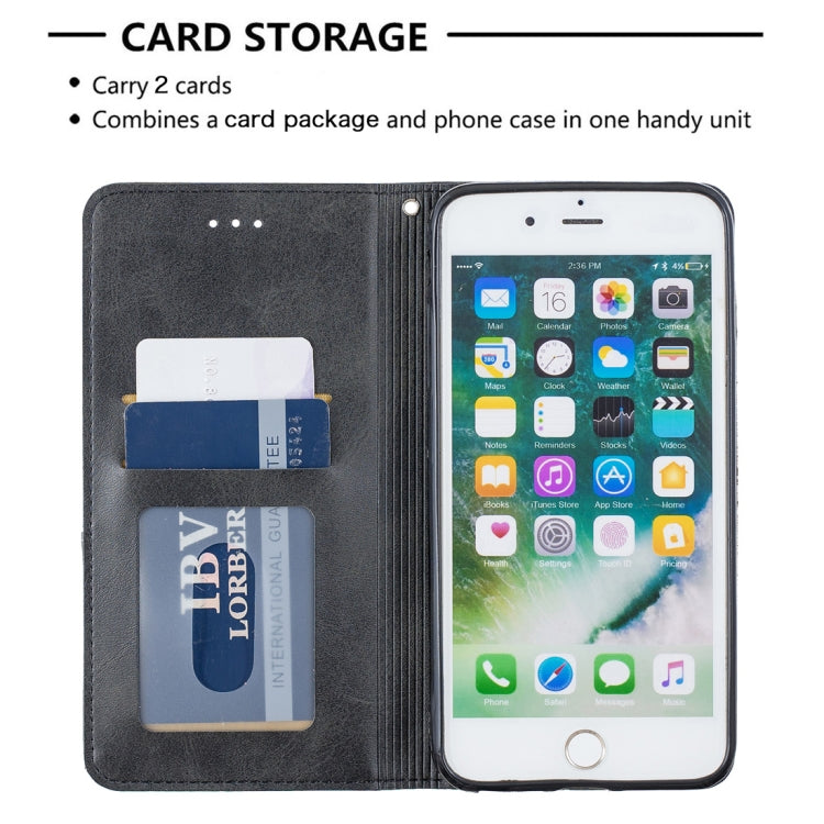 Rhombus Texture Horizontal Flip Magnetic Leather Case with Holder & Card Slots & Wallet For iPhone 8 Plus & 7 Plus