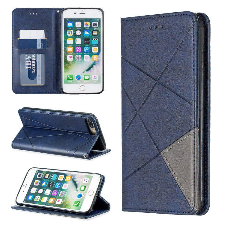 Rhombus Texture Horizontal Flip Magnetic Leather Case with Holder & Card Slots & Wallet For iPhone 8 Plus & 7 Plus