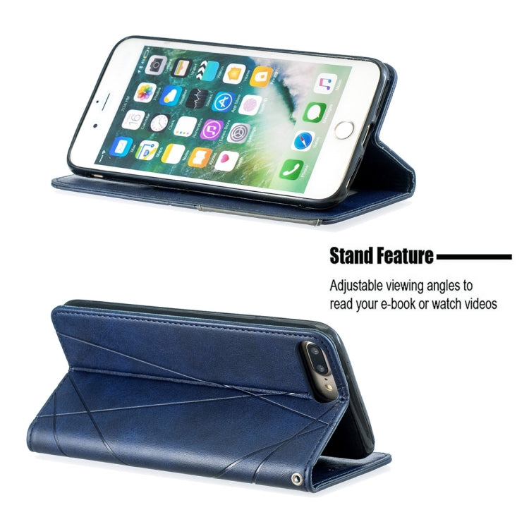 Rhombus Texture Horizontal Flip Magnetic Leather Case with Holder & Card Slots & Wallet For iPhone 8 Plus & 7 Plus