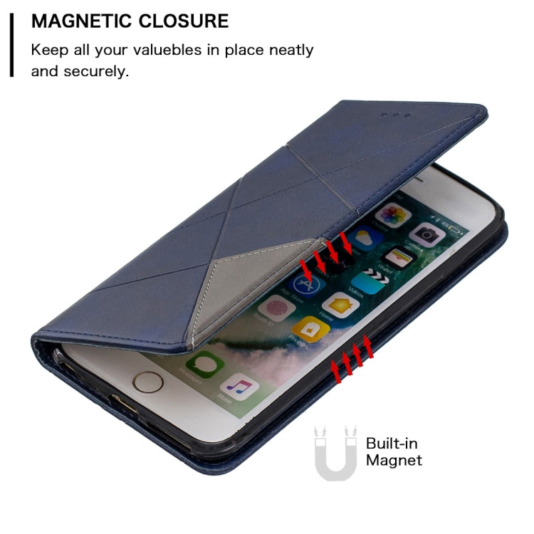 Rhombus Texture Horizontal Flip Magnetic Leather Case with Holder & Card Slots & Wallet For iPhone 8 Plus & 7 Plus