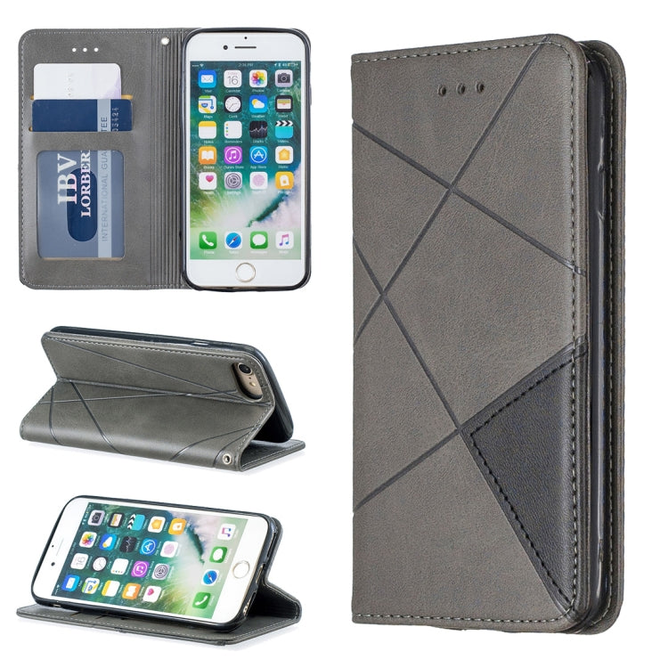 Rhombus Texture Horizontal Flip Magnetic Leather Case with Holder & Card Slots & Wallet For iPhone SE 2020 & 8 & 7