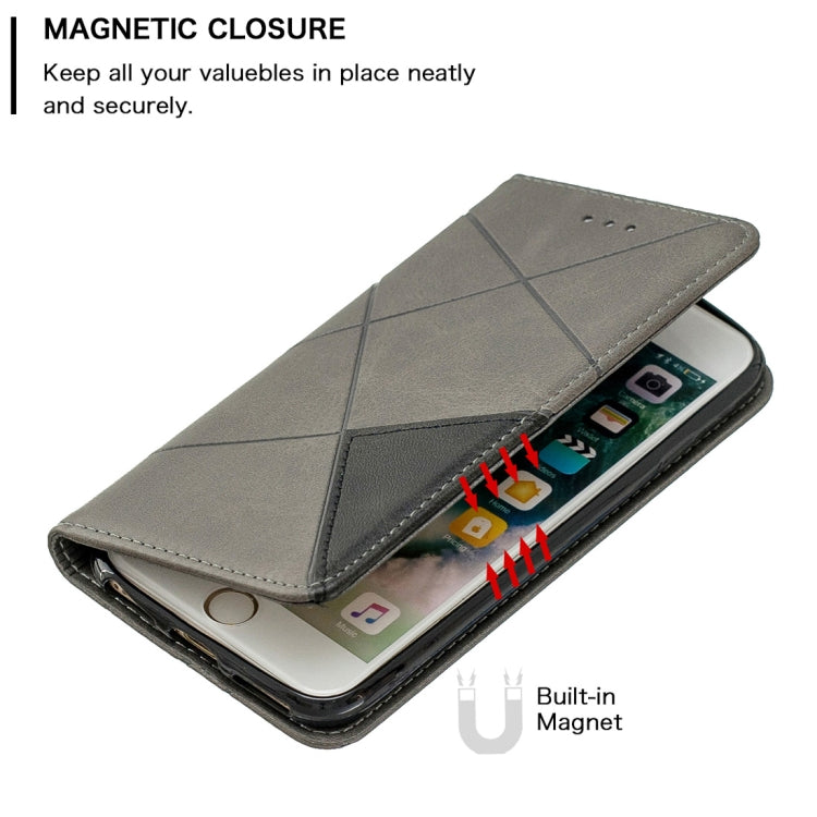 Rhombus Texture Horizontal Flip Magnetic Leather Case with Holder & Card Slots & Wallet For iPhone SE 2020 & 8 & 7