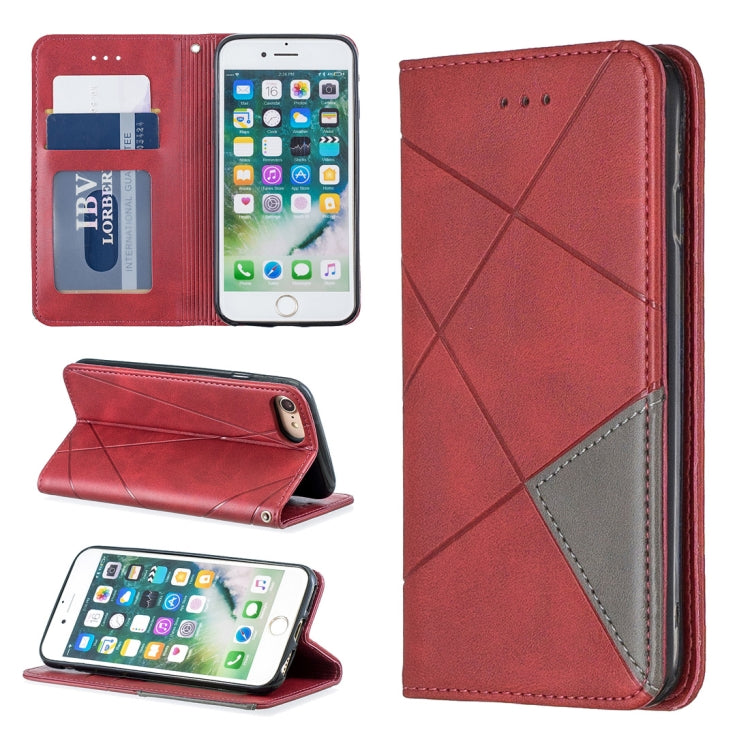 Rhombus Texture Horizontal Flip Magnetic Leather Case with Holder & Card Slots & Wallet For iPhone SE 2020 & 8 & 7