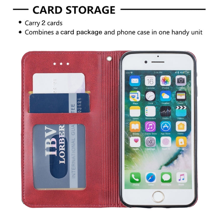 Rhombus Texture Horizontal Flip Magnetic Leather Case with Holder & Card Slots & Wallet For iPhone SE 2020 & 8 & 7