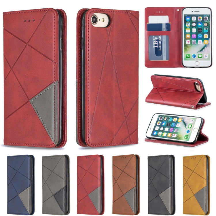 Rhombus Texture Horizontal Flip Magnetic Leather Case with Holder & Card Slots & Wallet For iPhone SE 2020 & 8 & 7