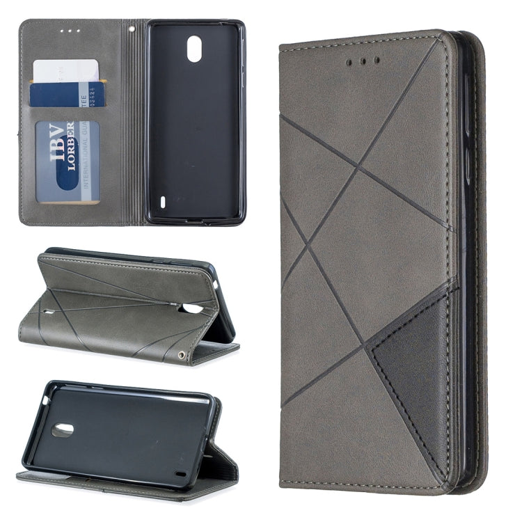Rhombus Texture Horizontal Flip Magnetic Leather Case with Holder & Card Slots & Wallet For Nokia 1 Plus