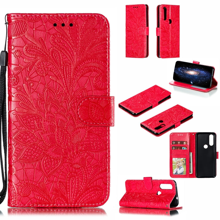 Lace Flower Horizontal Flip Leather Case with Holder & Card Slots & Wallet for Motorola P40 Play