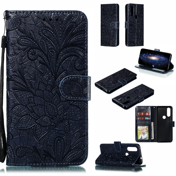 Lace Flower Horizontal Flip Leather Case with Holder & Card Slots & Wallet for Motorola P40 Play