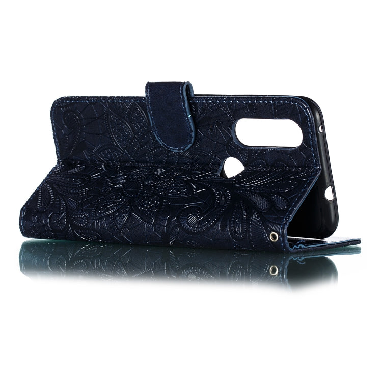 Lace Flower Horizontal Flip Leather Case with Holder & Card Slots & Wallet for Motorola P40 Play