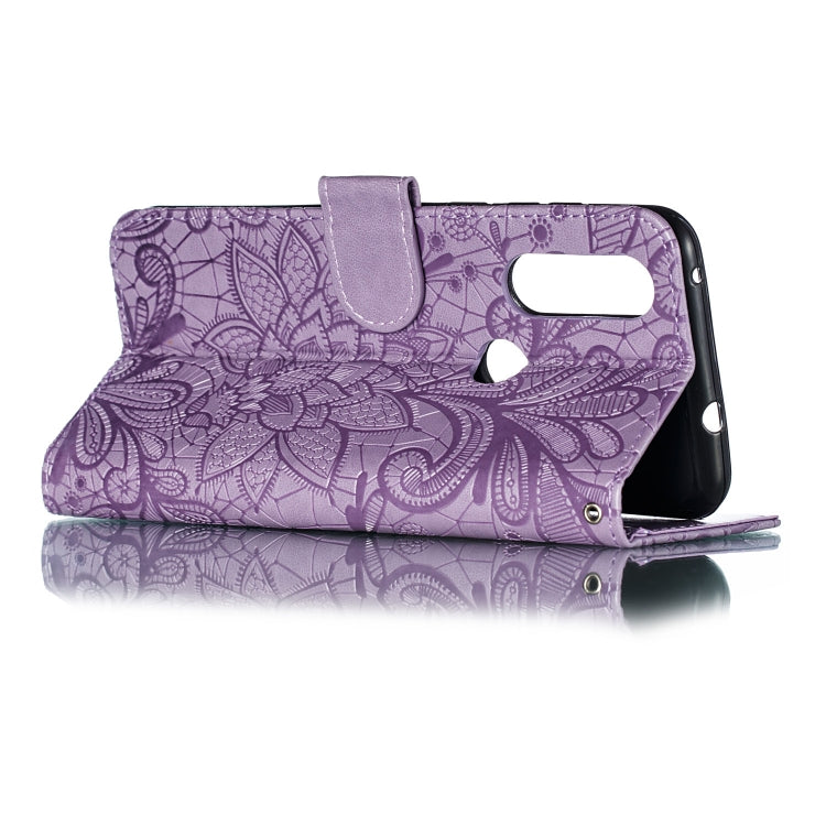Lace Flower Horizontal Flip Leather Case with Holder & Card Slots & Wallet for Motorola P40 Play