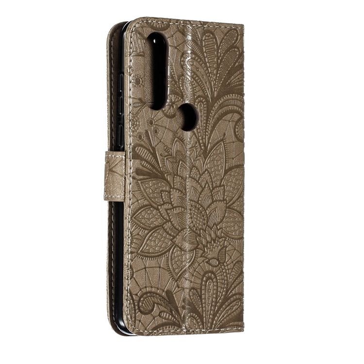 Lace Flower Horizontal Flip Leather Case with Holder & Card Slots & Wallet for Motorola P40 Play