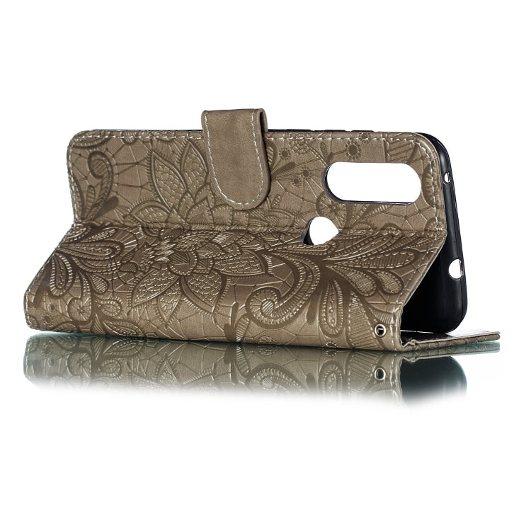 Lace Flower Horizontal Flip Leather Case with Holder & Card Slots & Wallet for Motorola P40 Play