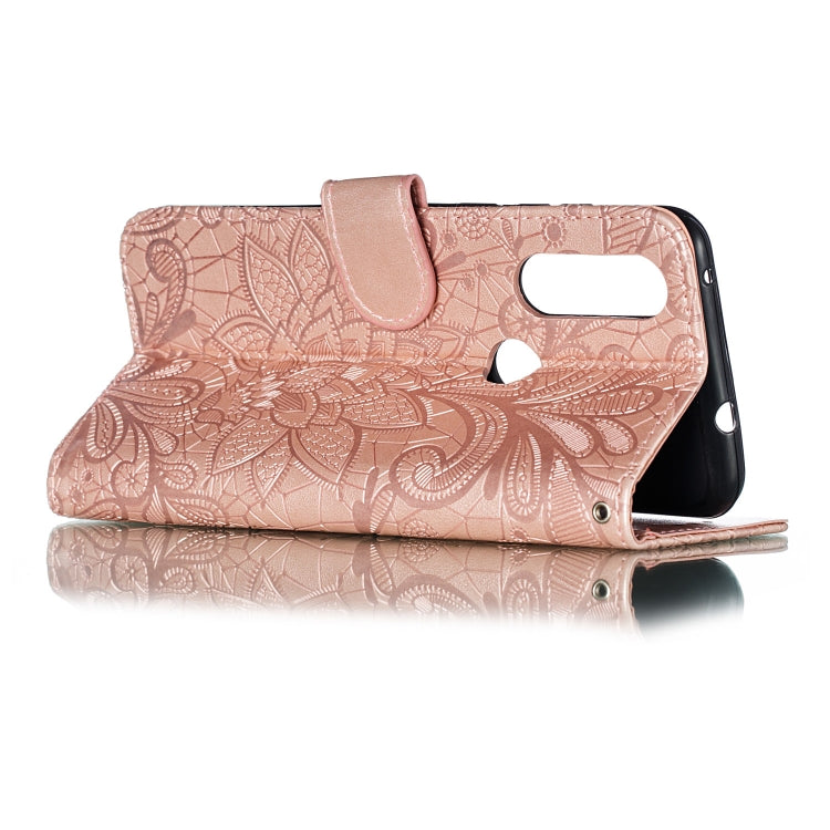 Lace Flower Horizontal Flip Leather Case with Holder & Card Slots & Wallet for Motorola P40 Play