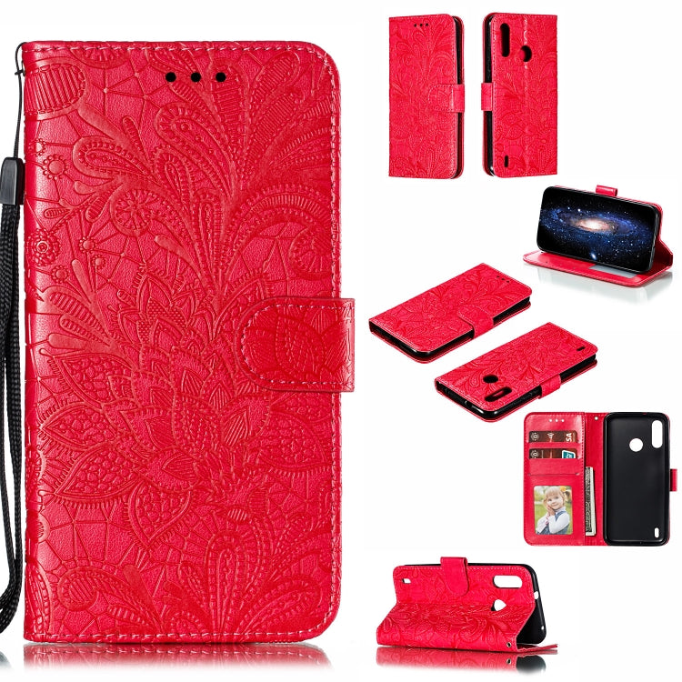 Lace Flower Horizontal Flip Leather Case with Holder & Card Slots & Wallet for Motorola P40 Power