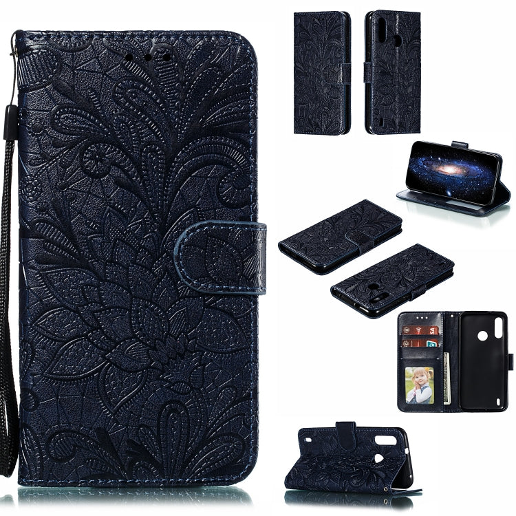 Lace Flower Horizontal Flip Leather Case with Holder & Card Slots & Wallet for Motorola P40 Power