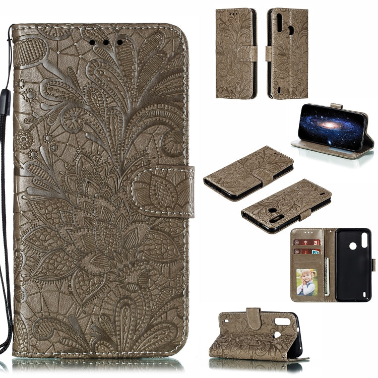 Lace Flower Horizontal Flip Leather Case with Holder & Card Slots & Wallet for Motorola P40 Power