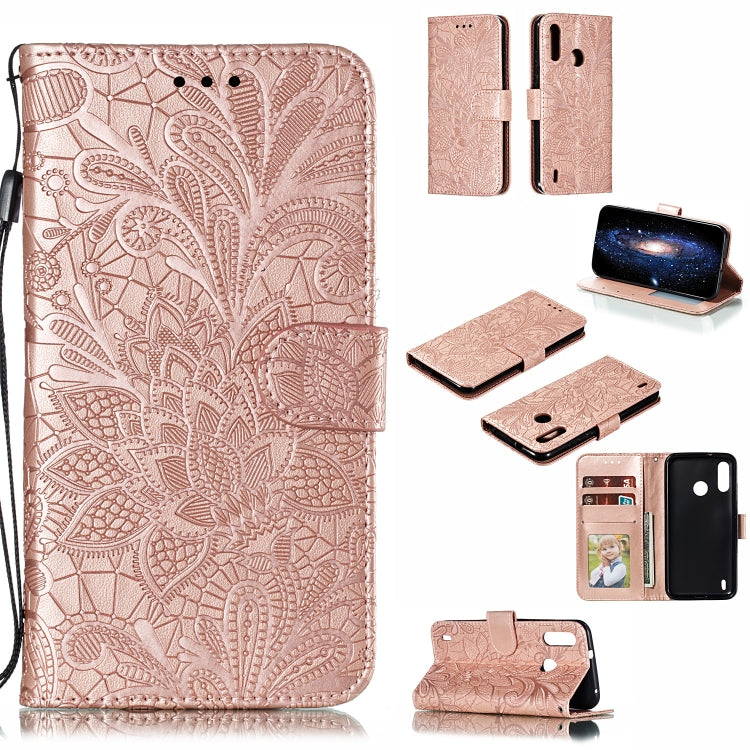 Lace Flower Horizontal Flip Leather Case with Holder & Card Slots & Wallet for Motorola P40 Power