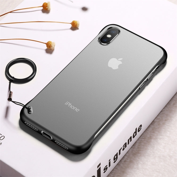 For iPhone XS Max Frosted Anti-skidding TPU Protective Case with Metal Ring