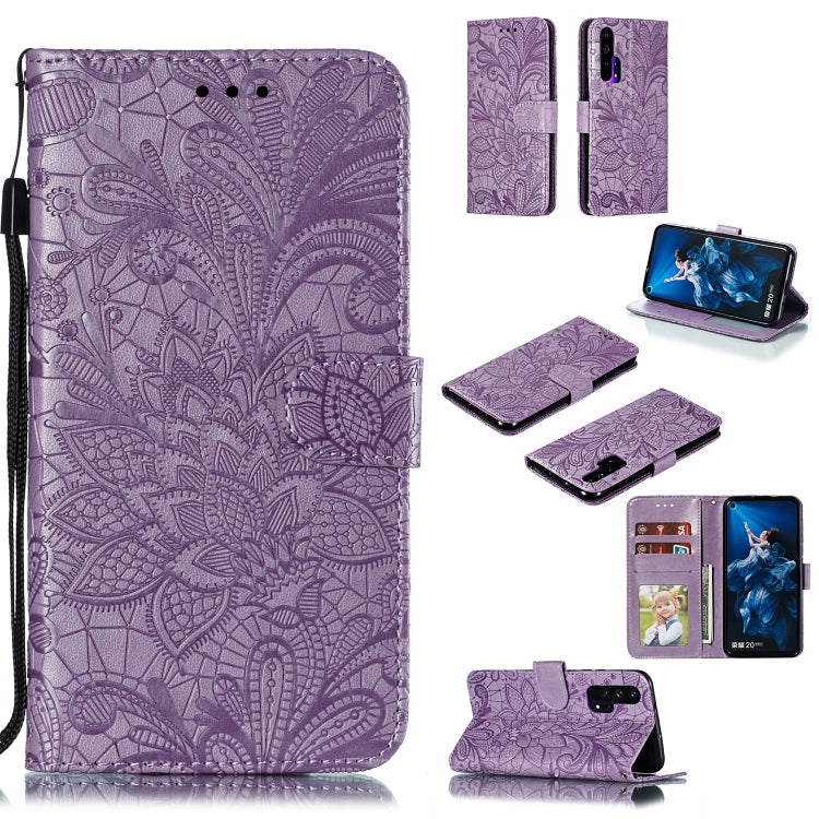 Lace Flower Horizontal Flip Leather Case with Holder & Card Slots & Wallet for Huawei Honor 20 Pro
