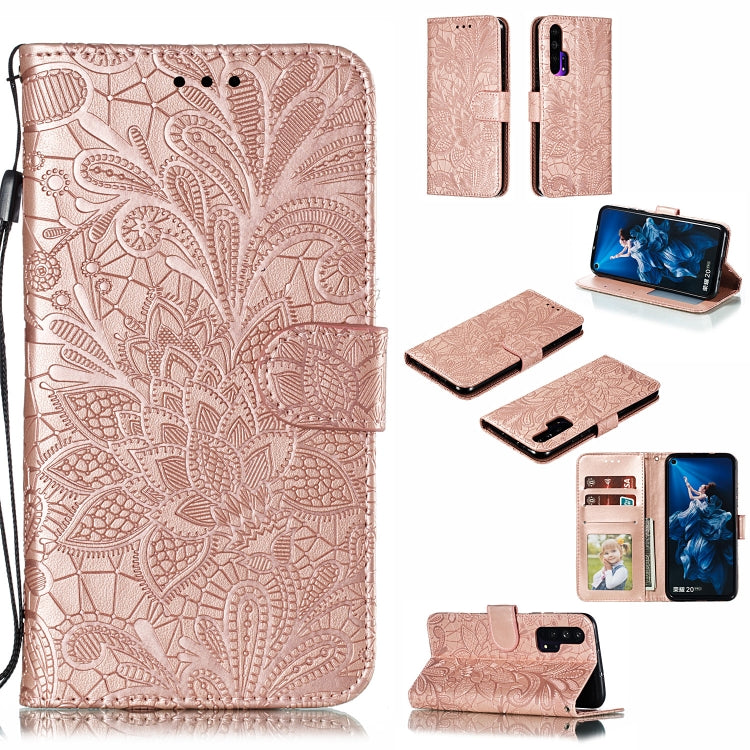 Lace Flower Horizontal Flip Leather Case with Holder & Card Slots & Wallet for Huawei Honor 20 Pro