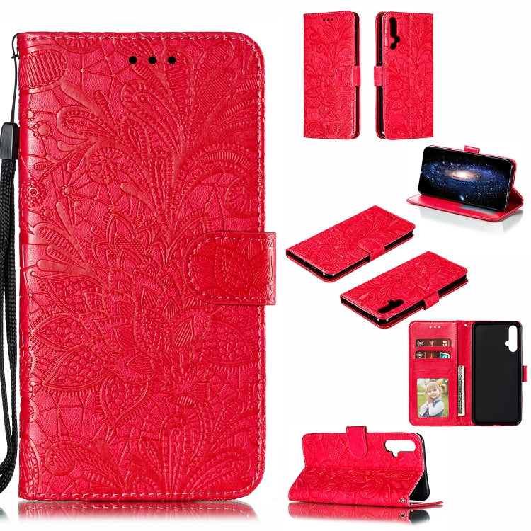 Lace Flower Horizontal Flip Leather Case with Holder & Card Slots & Wallet for Huawei Nova 5i