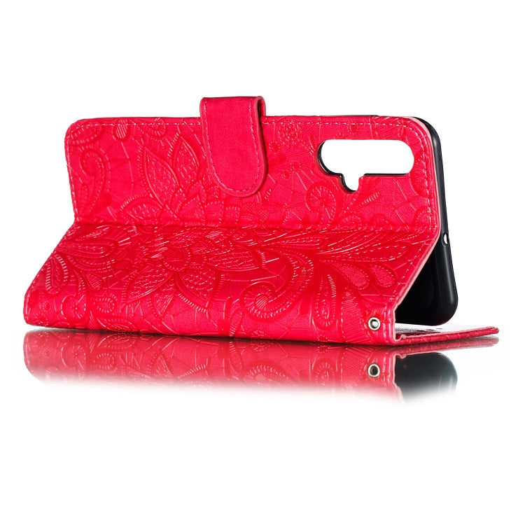Lace Flower Horizontal Flip Leather Case with Holder & Card Slots & Wallet for Huawei Nova 5i