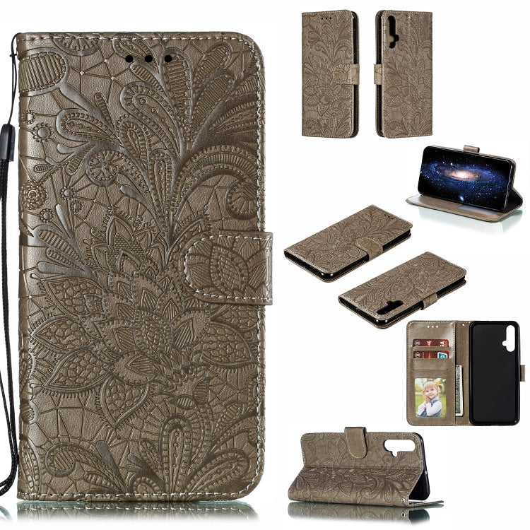Lace Flower Horizontal Flip Leather Case with Holder & Card Slots & Wallet for Huawei Nova 5i
