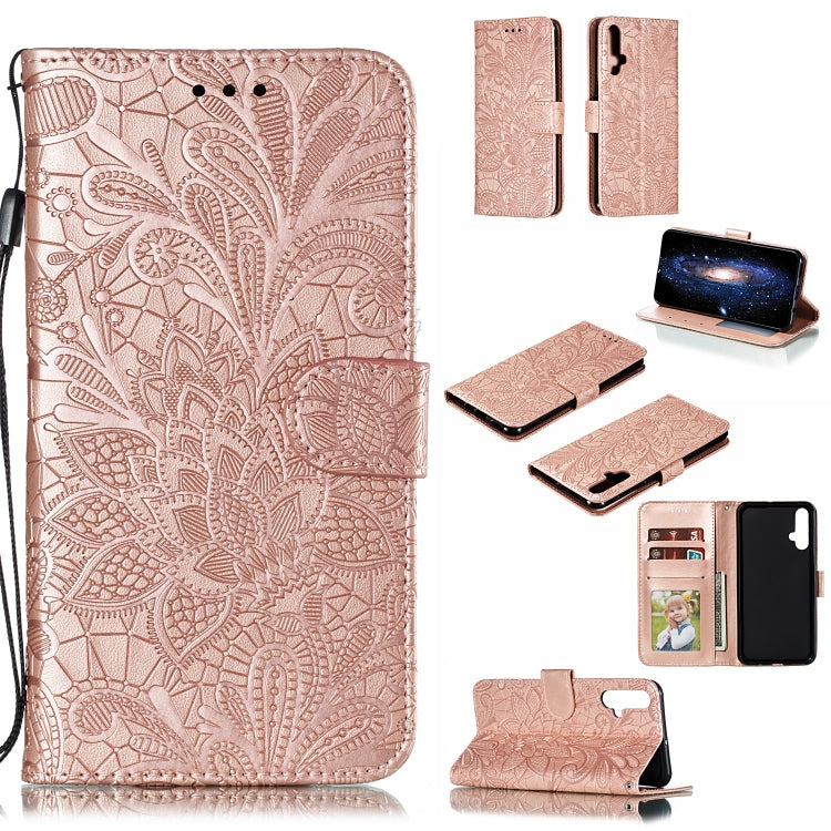Lace Flower Horizontal Flip Leather Case with Holder & Card Slots & Wallet for Huawei Nova 5i