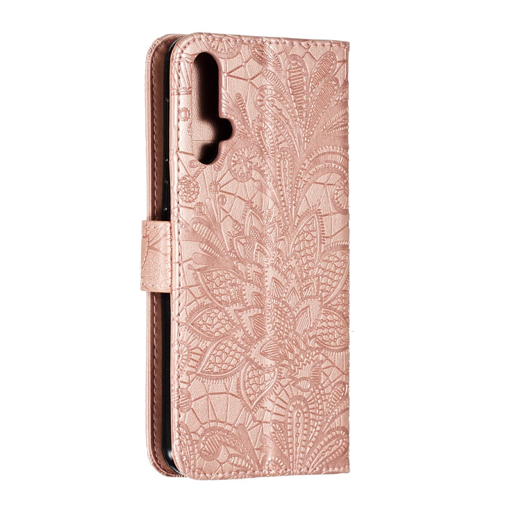 Lace Flower Horizontal Flip Leather Case with Holder & Card Slots & Wallet for Huawei Nova 5i