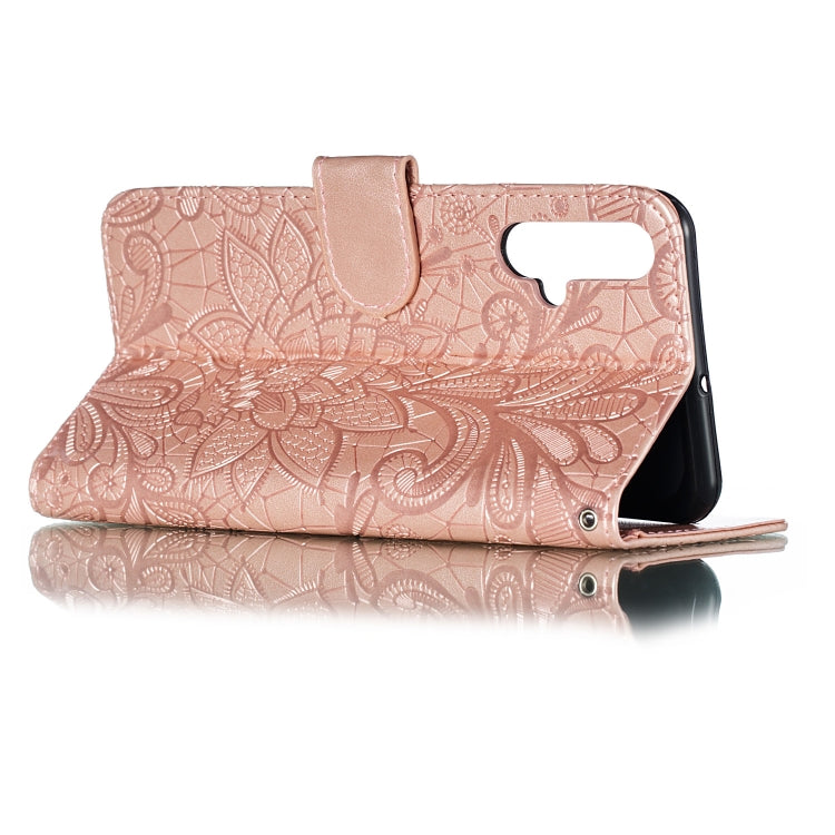Lace Flower Horizontal Flip Leather Case with Holder & Card Slots & Wallet for Huawei Nova 5i