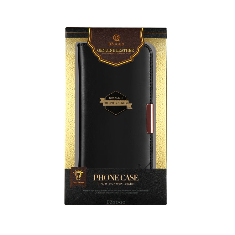 For iPhone 11 DZGOGO ROYALE Series Magnetic Horizontal Flip Genuine Leather Case with Card Slots & Holder