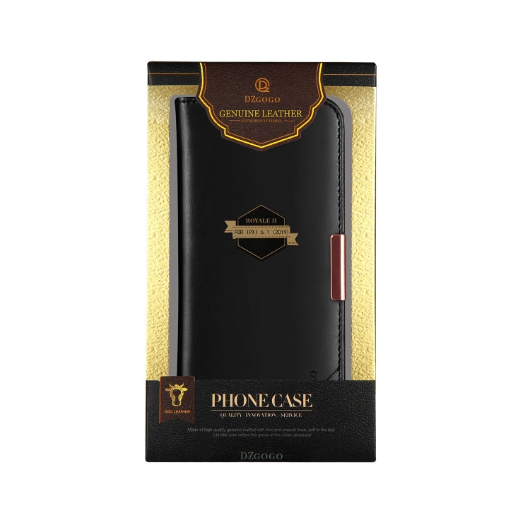 For iPhone 11 DZGOGO ROYALE Series Magnetic Horizontal Flip Genuine Leather Case with Card Slots & Holder