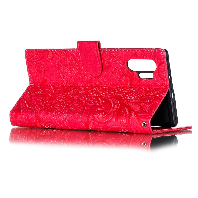 Lace Flower Horizontal Flip Leather Case with Holder & Card Slots & Wallet for Galaxy Note 10+