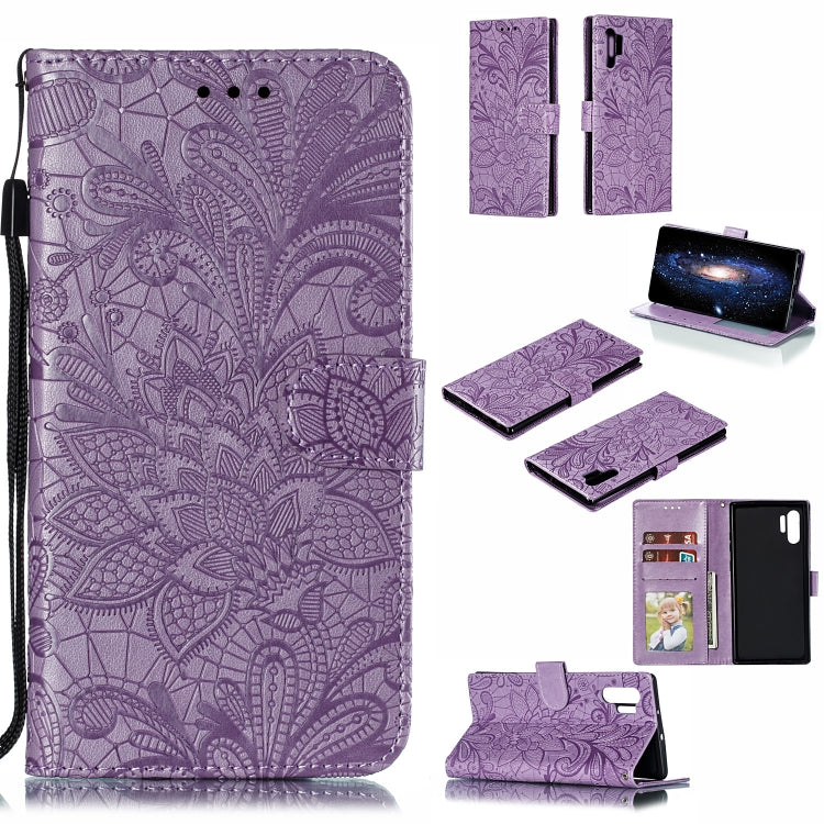 Lace Flower Horizontal Flip Leather Case with Holder & Card Slots & Wallet for Galaxy Note 10+