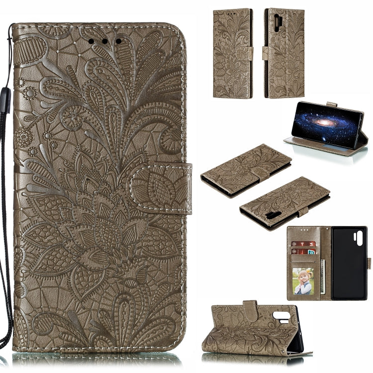 Lace Flower Horizontal Flip Leather Case with Holder & Card Slots & Wallet for Galaxy Note 10+