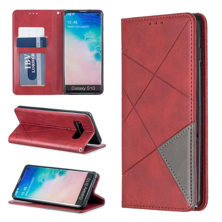 Rhombus Texture Horizontal Flip Magnetic Leather Case with Holder & Card Slots & Wallet For Galaxy S10