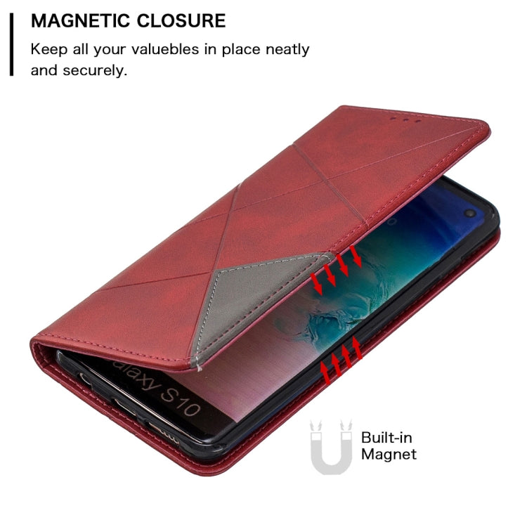 Rhombus Texture Horizontal Flip Magnetic Leather Case with Holder & Card Slots & Wallet For Galaxy S10