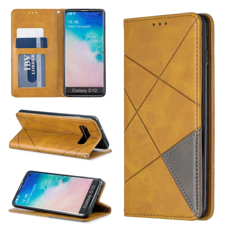 Rhombus Texture Horizontal Flip Magnetic Leather Case with Holder & Card Slots & Wallet For Galaxy S10