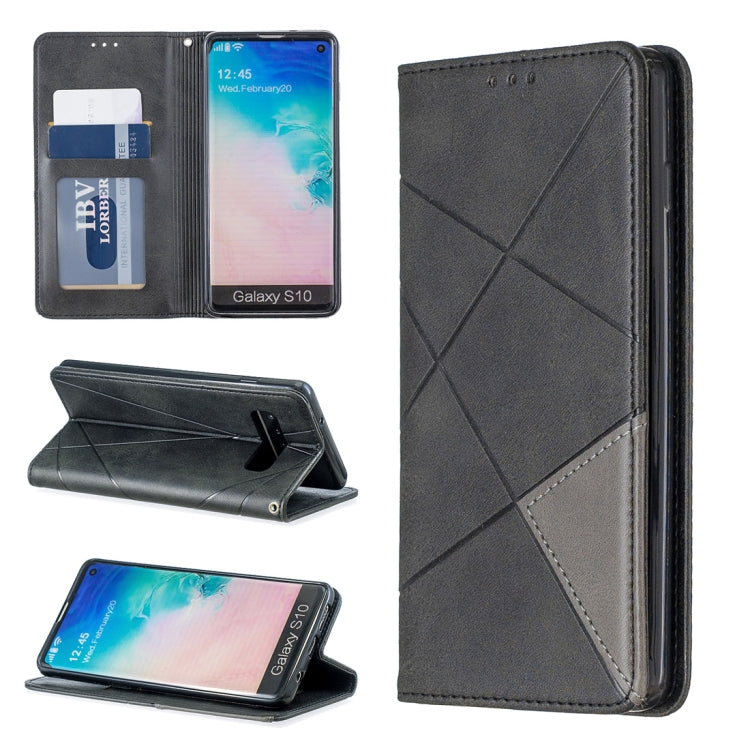 Rhombus Texture Horizontal Flip Magnetic Leather Case with Holder & Card Slots & Wallet For Galaxy S10