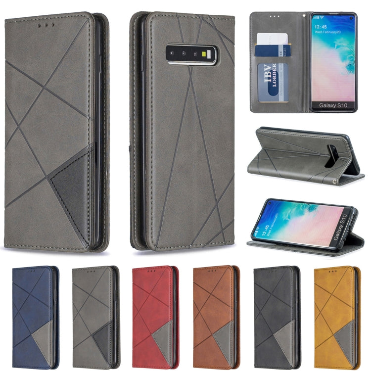 Rhombus Texture Horizontal Flip Magnetic Leather Case with Holder & Card Slots & Wallet For Galaxy S10