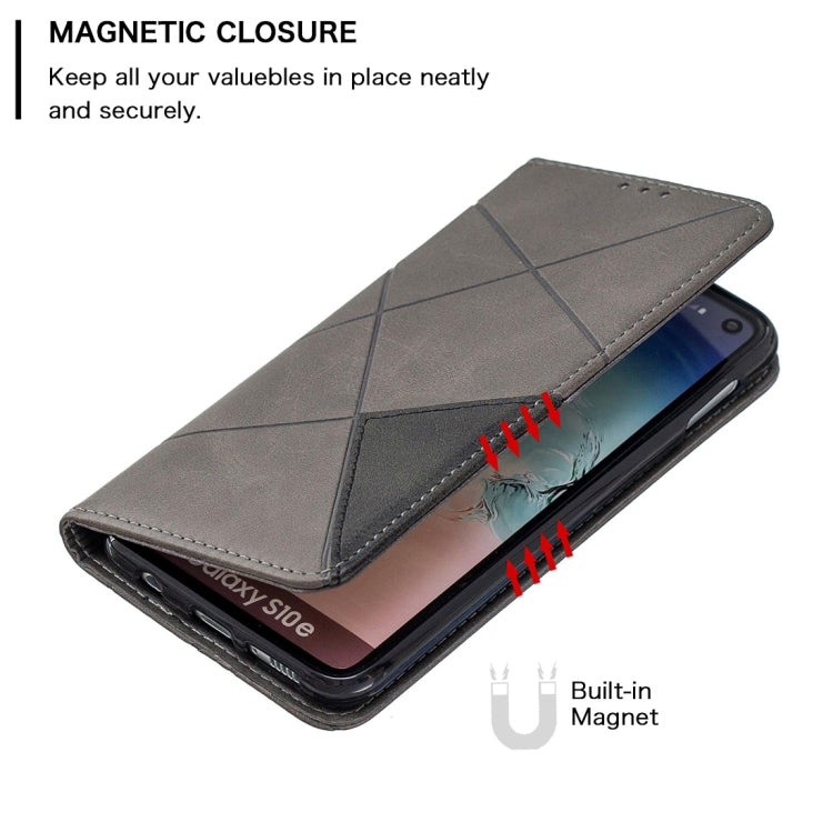 Rhombus Texture Horizontal Flip Magnetic Leather Case with Holder & Card Slots & Wallet For Galaxy S10e