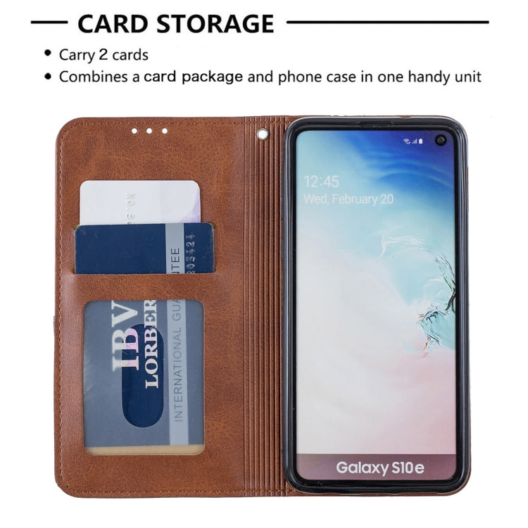 Rhombus Texture Horizontal Flip Magnetic Leather Case with Holder & Card Slots & Wallet For Galaxy S10e