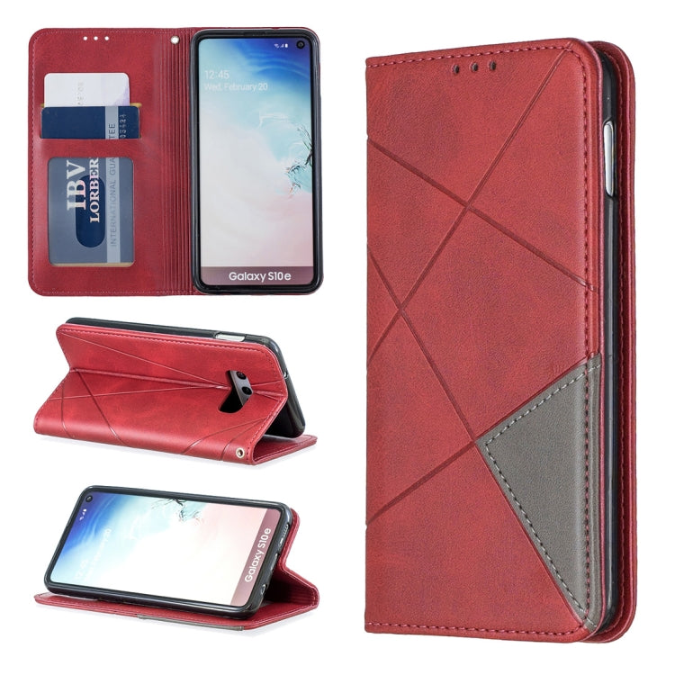 Rhombus Texture Horizontal Flip Magnetic Leather Case with Holder & Card Slots & Wallet For Galaxy S10e